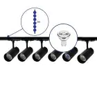 Complete Set 1-Phase Rail 2 Meter Black | incl. 6x Spot + GU10 2700K 3W Dimmable + End Cap, Power Connector and I-Connector